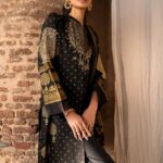3 Piece - Gold Paste Printed Embroidered Suit - 424018922