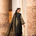 3 Piece - Gold Paste Printed Embroidered Suit - 424018924
