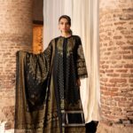 3 Piece - Gold Paste Printed Embroidered Suit - 424018925