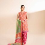3 Piece - Printed Embroidered Suit - 424016416
