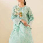 3 Piece - Printed Embroidered Suit - 424017031