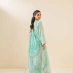 3 Piece - Printed Embroidered Suit - 424017033