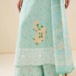 3 Piece - Printed Embroidered Suit - 424017035