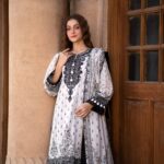 3 Piece - Silver Paste Printed Embroidered Suit - 424018961
