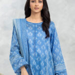 Unstitched Mid Blue Printed Lawn 3 Piece2