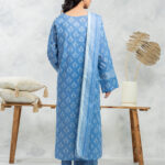 Unstitched Mid Blue Printed Lawn 3 Piece6