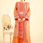 White & Silver Paste Printed Embroidered Suit - 424019082