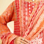 White & Silver Paste Printed Embroidered Suit - 424019085